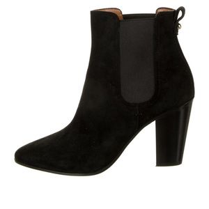 Bally black suede heeled chelsea boot